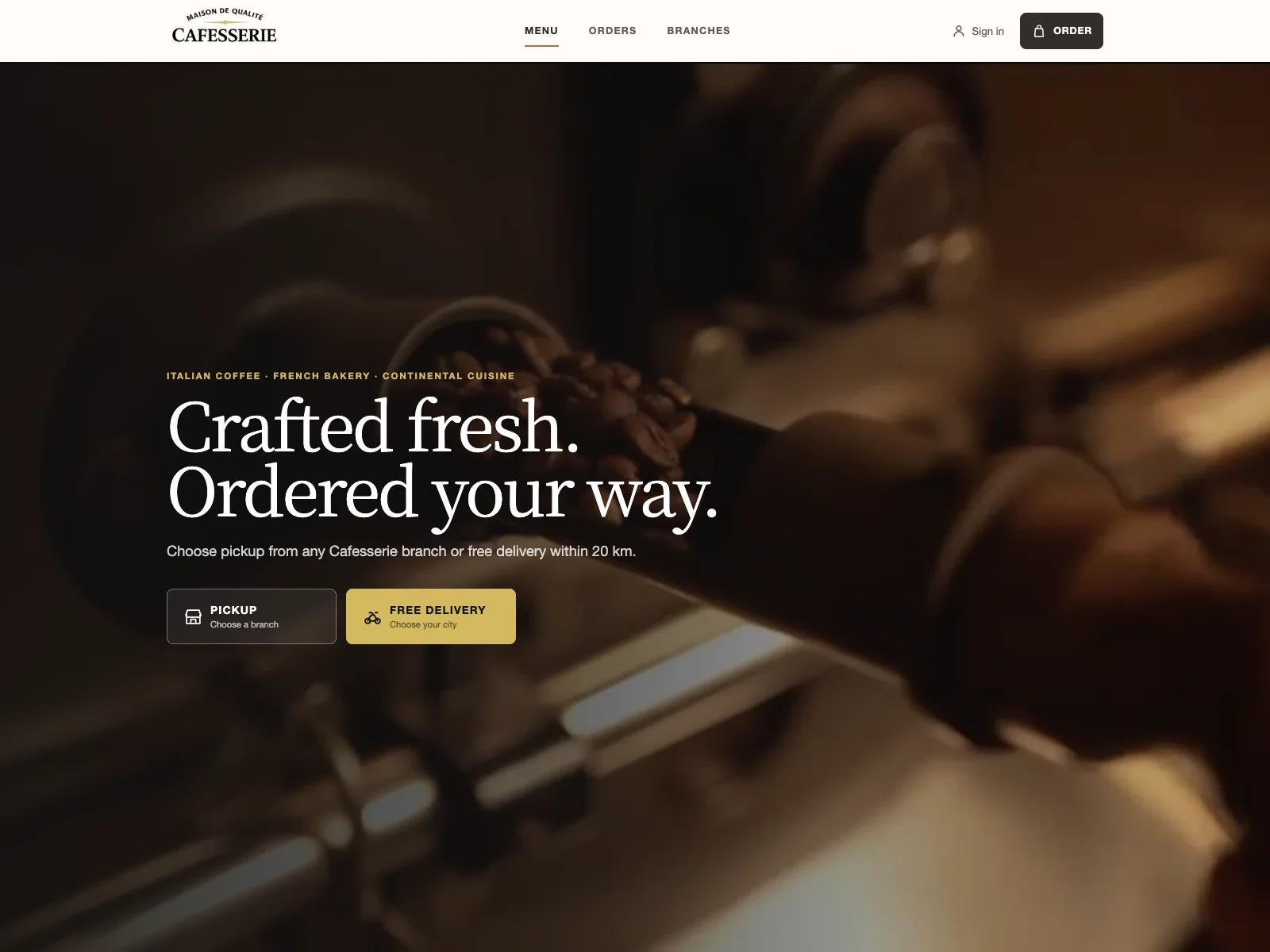 Cafesserie customer ordering menu